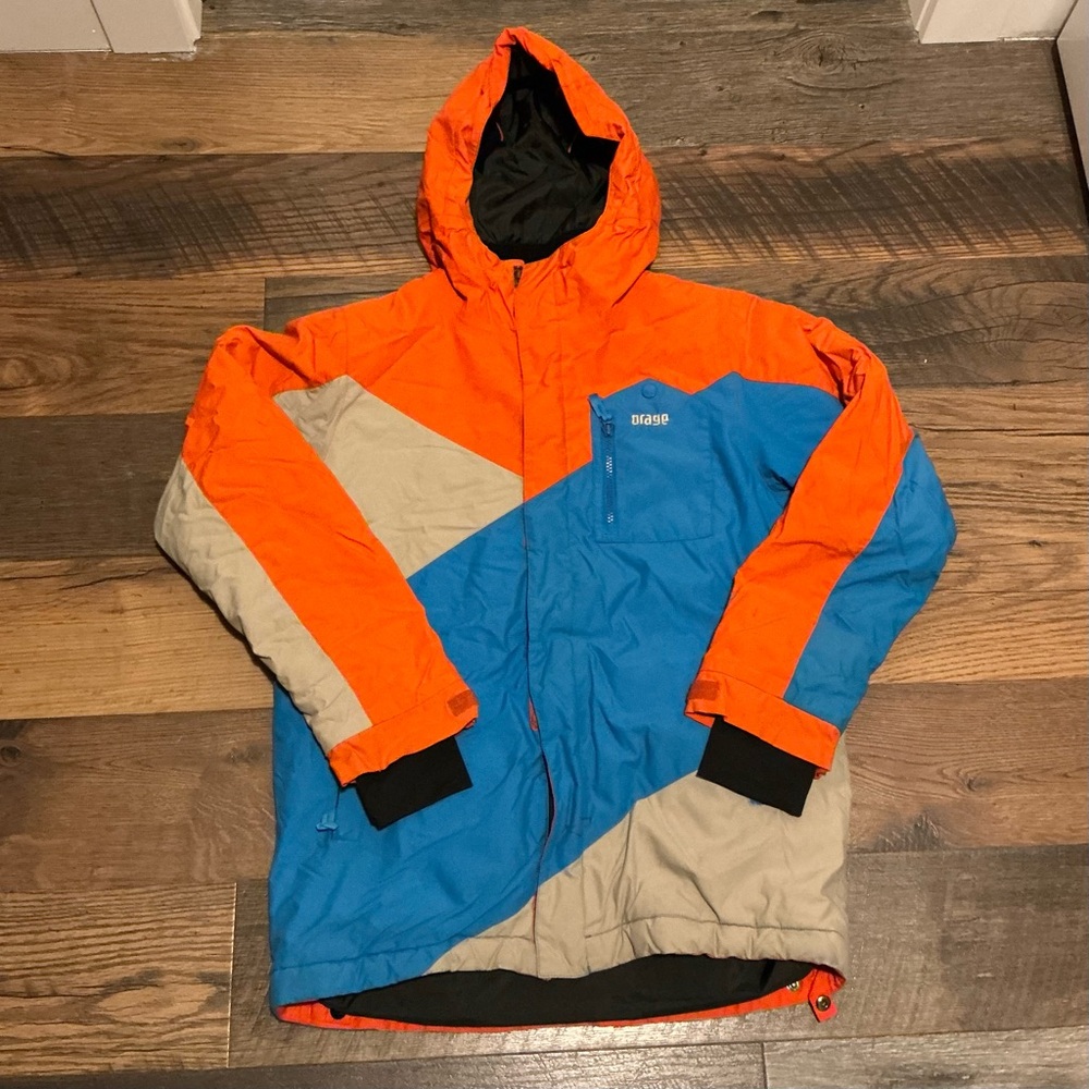 Bold Orange and Blue Hooded Jacket